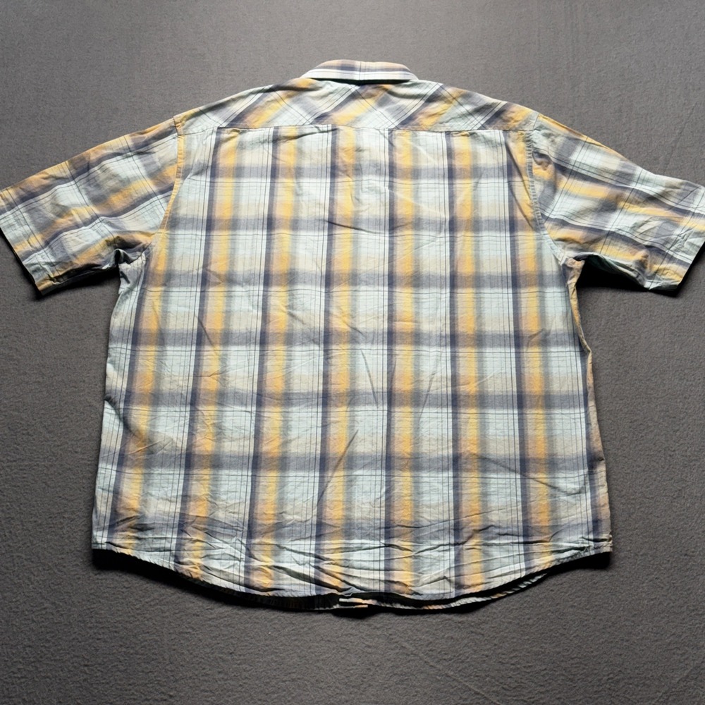Pendleton Wave Shirt Mens XL Blue Yellow Plaid Cotton Short Sleeve Button Down - Picture 3 of 7